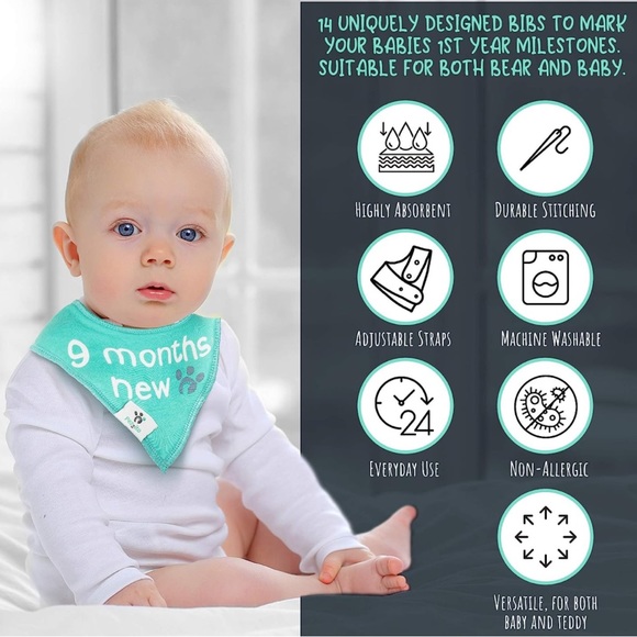 Baby Monthly Milestone Bib Set - Picture 2 of 4